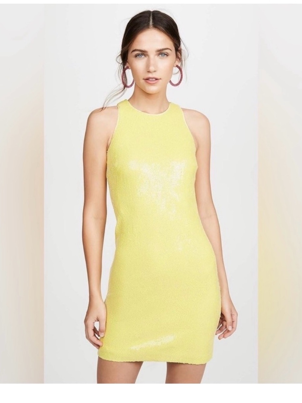 Halston Heritage Bright Yellow Textured Sleeveless Shift
